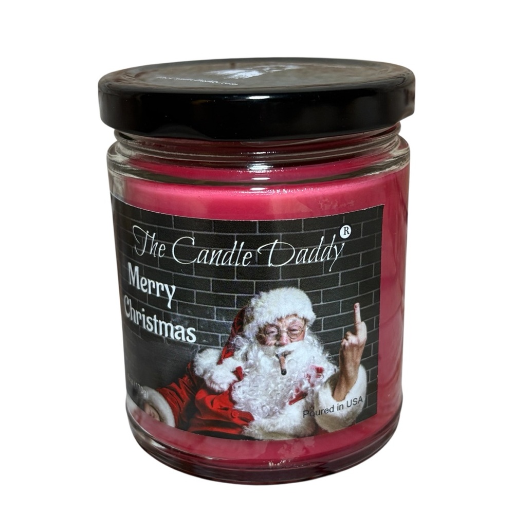 Merry Christmas Santa Bird Middle Finger Funny Christmas Candle Bad Santa 6 oz